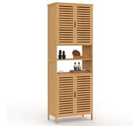 IDMarket - Mueble de baño BEA de bambú con 4 puertas y 2 nichos