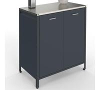 IDMarket - Mueble de cocina exterior Pareo 2 puertas de acero gris antracita