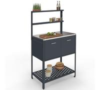 IDMarket - Mueble de cocina exterior Pareo de acero gris antracita | Con 2 puertas y 2 estantes colgantes