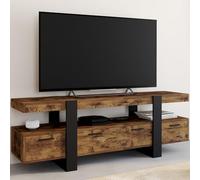 IDMarket - Mueble de TV 140 cm Phoenix con cajones. Madera Efecto Envejecido y Negro