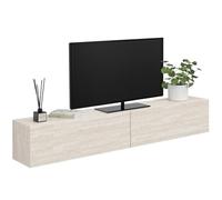 IDMarket - Mueble de TV 180 cm colgante Elio 2 puertas de madera efecto travertino