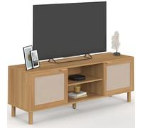 IDMarket - Mueble de TV de 140 cm Robin con 2 puertas de madera y aspecto de lino