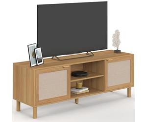 IDMarket - Mueble de TV de 140 cm Robin con 2 puertas de madera y aspecto de lino