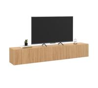 IDMarket - Mueble de TV de 180 cm colgante Juliette 2 puertas listones de madera color roble