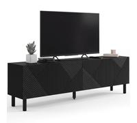IDMarket - Mueble de TV de 180 cm Himara, 2 puertas, listones geométricos de madera, color negro