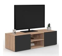 IDMarket - Mueble para TV 113 cm ELI, madera de haya, puertas negras