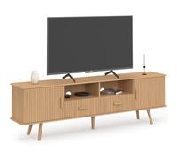 IDMarket - Mueble para TV de 180 cm Juliette con 2 puertas y 2 cajones, con tiras de madera en color roble
