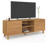 IDMarket - Mueble para TV Julie de 140 cm, 2 puertas, con listones de madera, color roble