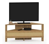 IDMarket - Mueble TV 100 cm esquina HANAE con 1 puerta efecto natural cannage