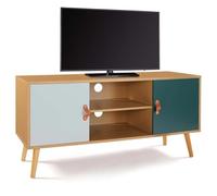 IDMarket - Mueble TV 113 cm escandinavo Alize Madera y Verde