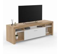 IDMarket - Mueble TV 140 cm Malo Madera y Armario Blanco