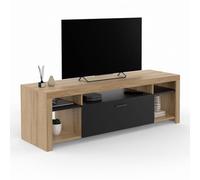 IDMarket - Mueble TV 140 cm Malo Madera y Armario Negro