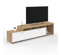 IDMarket - Mueble TV 180 cm Malo Madera y armarios blancos