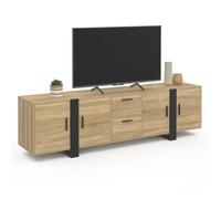 IDMarket - Mueble TV de 180 cm, Phoenix, 4 puertas + 2 cajones, madera y negro