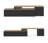 IDMarket - Mueble TV de esquina modular BASILE de 180-240 cm en madera y negro