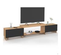 IDMarket - Mueble TV extensible 140-240 cm Vlad 2 puertas madera y negro