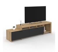 IDMarket - Mueble TV MALO de 180 cm en madera y armarios negros