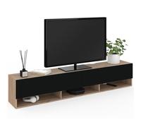 IDMarket - Mueble TV suspendido ELIO con estante de 2 puertas en madera y negro 180 cm
