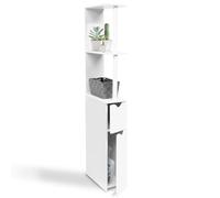 idmarket - Mueble WC - Estante de madera - Ahorro de espacio para baño - 2 puertas blancas
