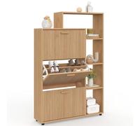 IDMarket - Muebles de zapatos 18 pares de zapatos de imitación de haya Juliette 3 puertas negras con estante