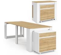IDMarket Orlando - Mesa de aparador extensible para 10 personas, 235 cm, madera blanca y haya