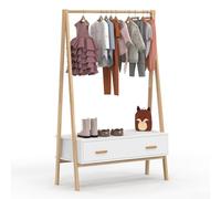 IDMarket - Perchero Infantil tipi Leon 130 cm con 1 Puerta Blanco y Madera