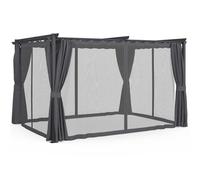 IDMarket - Pergola mosquitera de techo retráctil 3 x 4 m y 4 cortinas | Edición completa, gris