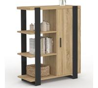 IDMarket Phoenix - Aparador auxiliar con 3 estantes y armario de 70 cm, madera y negro