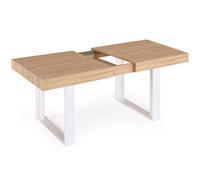 IDMarket Phoenix - Mesa de comedor extensible, para 6-10 personas, madera y color blanco, 160-200 cm