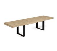 IDMarket Phoenix - Mesa de comedor extensible rectangular 6-12 personas, madera y negro, 200-300 cm