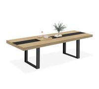 IDMarket Phoenix - Mesa de comedor extensible rectangular (6-12 personas, madera y negro, banda central, 200-300 cm), color negro