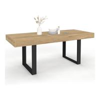 IDMarket PHOENIX - Mesa de comedor extensible rectangular para 6-10 personas, madera y negro, 160-200 cm