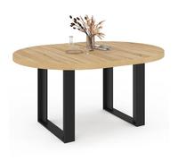 IDMarket Phoenix - Mesa de comedor extensible redonda 4-6 personas, madera y negro, 110-150 cm