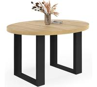 IDMarket Phoenix - Mesa de comedor fija redonda (110 cm, madera y negro, 4 personas)
