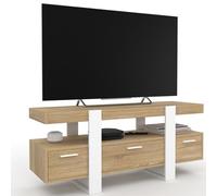 IDMarket Phoenix - Mueble de TV de 116 cm con cajones madera y blanco
