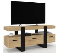 IDMarket Phoenix - Mueble de TV de 116 cm con cajones madera y negro