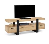 IDMarket Phoenix - Mueble de TV de 140 cm con cajones madera y negro