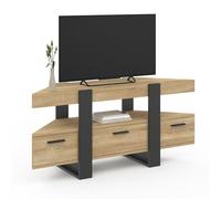 IDMarket Phoenix - Mueble para TV (110 cm, esquinero con cajón, madera y negro), color negro