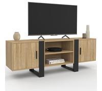 IDMarket Phoenix - Mueble para TV (140 cm, 2 puertas, madera y negro), color negro