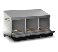 IDMarket - Ponedero para gallinas 3 ubicaciones nidal de metal con Fondo