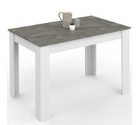 IDMarket ROZY - Mesa de comedor rectangular para 4 personas, color blanco, bandeja con efecto hormigón, 110 cm