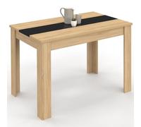 IDMarket ROZY - Mesa de comedor rectangular para 6 personas, forma de haya y negro, 110 cm
