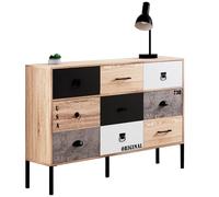 IDMarket Sacramento Design Industrial - Aparador 3 puertas 3 cajones 110 cm