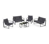 IDMarket - Salón de jardín bajo Nairobi 6 plazas de acero gris antracita