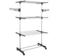 IDMarket - Secador de ropa vertical plegable 3 niveles de capacidad máxima 25 m con perchas y pinzas y gris