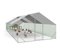 IDMarket - Seguro, impermeable Recinto gallinero 24 m² Parque de malla 8x3 M Acero galvanizado, para gatos, verde o gris