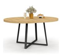 IDMarket Selma - Mesa de comedor extensible redonda para 4-8 personas, madera y negro, 110-150 cm