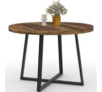 IDMarket - SELMA Mesa de comedor redonda 4 personas HAWKINS madera oscura y negra 110 cm
