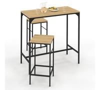 IDMarket - Set de mesa de bar Detroit 95 cm y 2 taburetes, diseño industrial