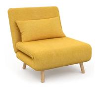 IDMarket - Sillón Convertible Romeo cama supletoria 1 plaza 80x190 cm Tela Amarillo